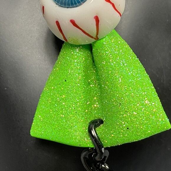 Hand Embellished Necklace eyeball bow, crystal lace pendant guitar pick beads - Picture 8 of 10